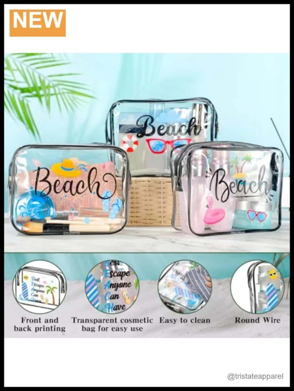 Set of 6 PVC Waterproof Cosmetic Bags Travel Toiletry Organizer Makeup Gift